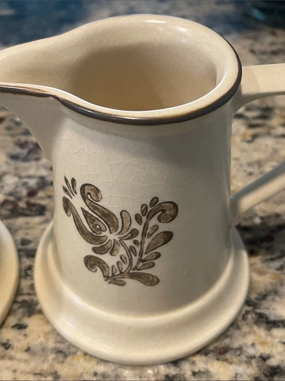 Vintage Pfaltzgraff Village Sugar Bowl With Lid & Creamer Yellow Brown Stoneware